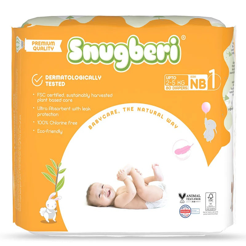 Snugberi Premium Eco Friendly Diapers | Size 1 | New Born | 2 - 5Kg