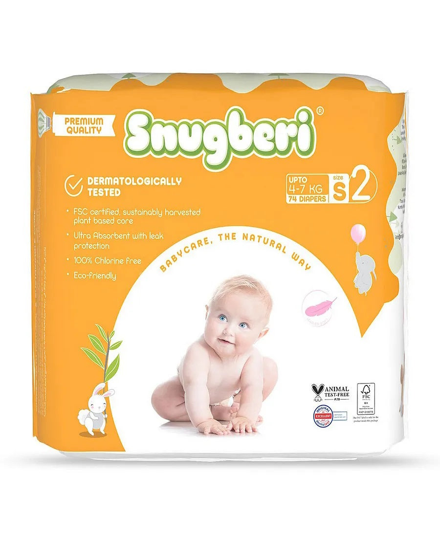 Snugberi Premium Eco Friendly Diapers | Size 2 | Small | 4 - 7Kg