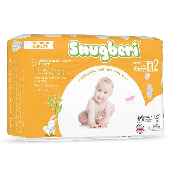 Snugberi Premium Eco Friendly Diapers | Size 2 | Small | 4 - 7Kg