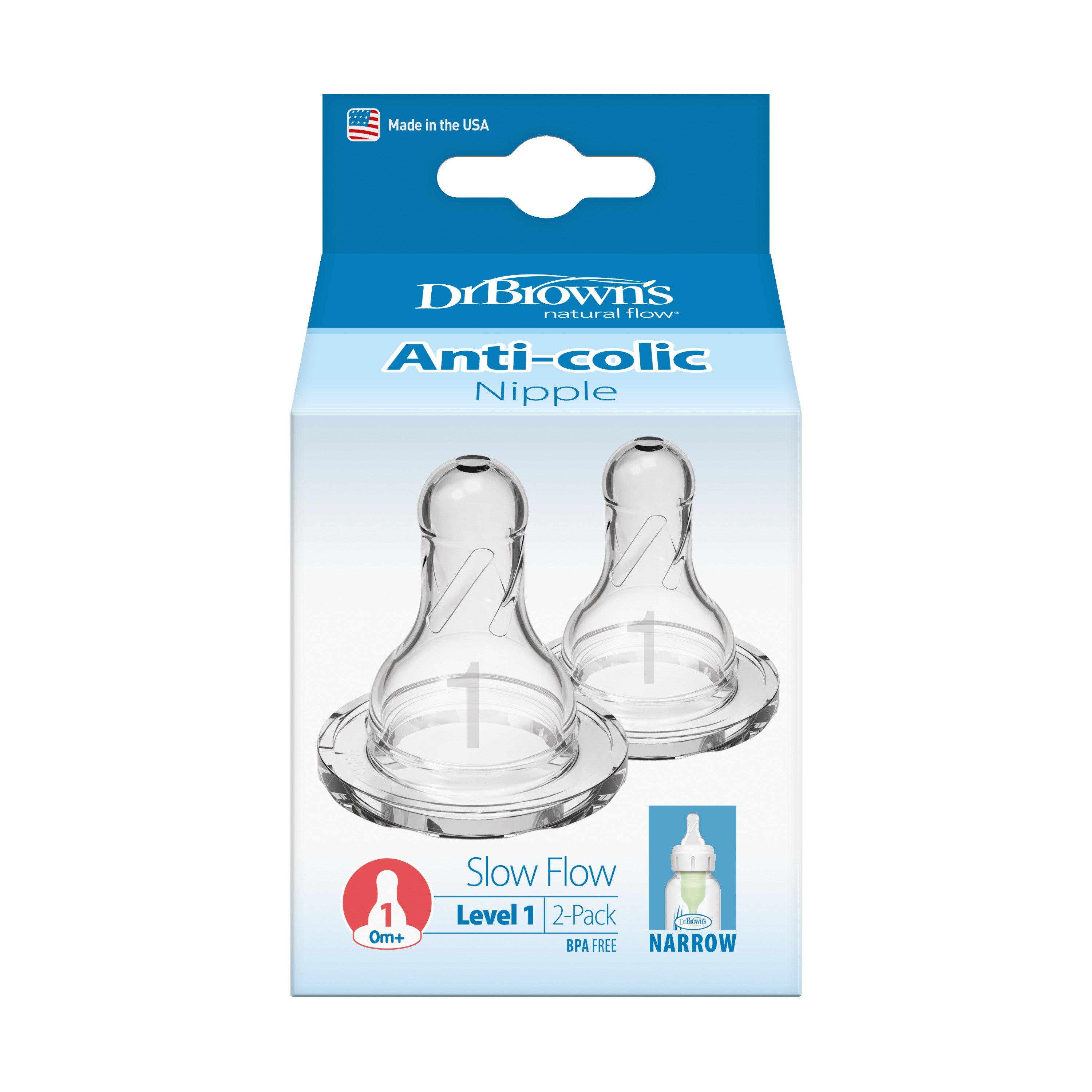 Level-1 Silicone Narrow Nipple, 2-Pack