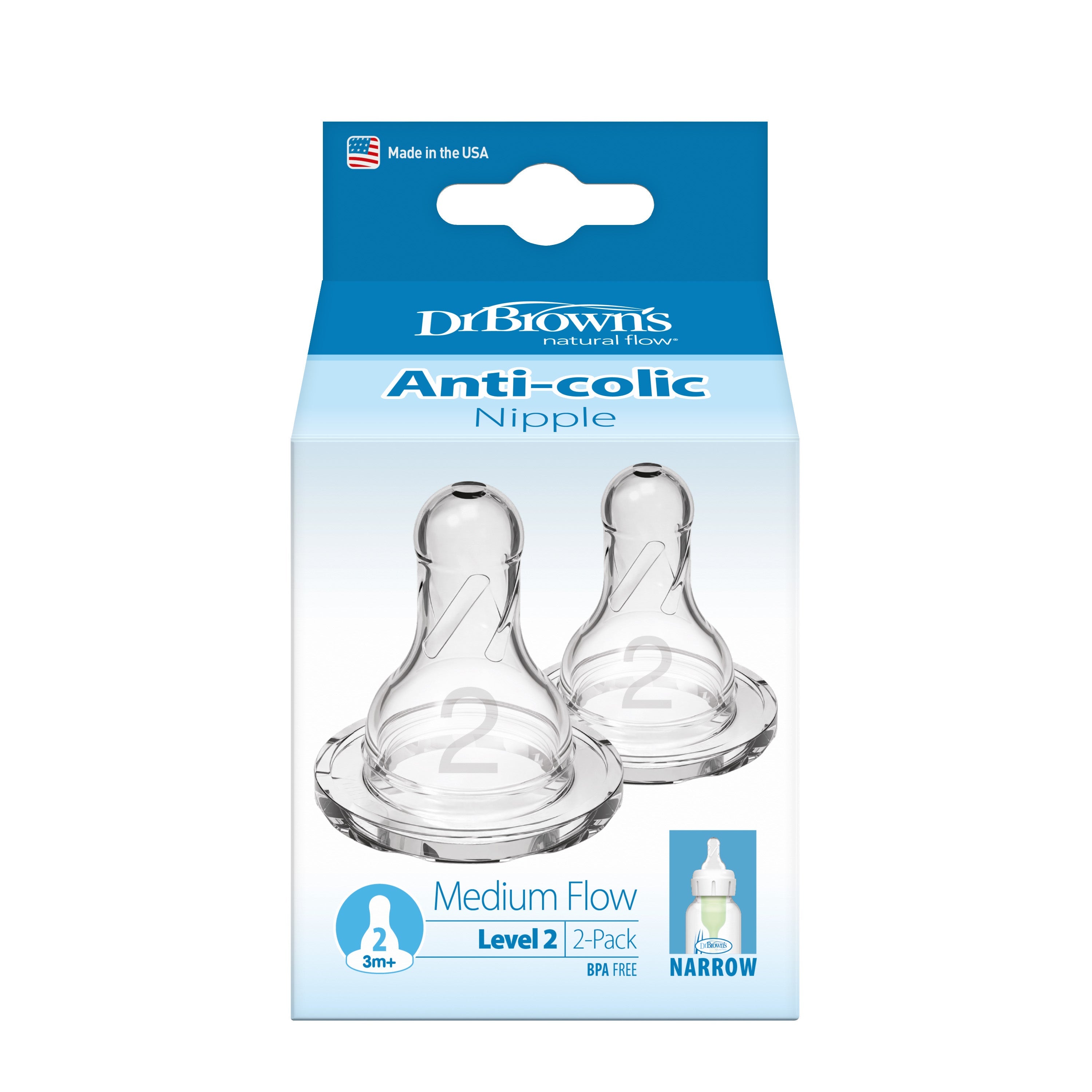 Level-2 Silicone Narrow Nipple, 2-Pack