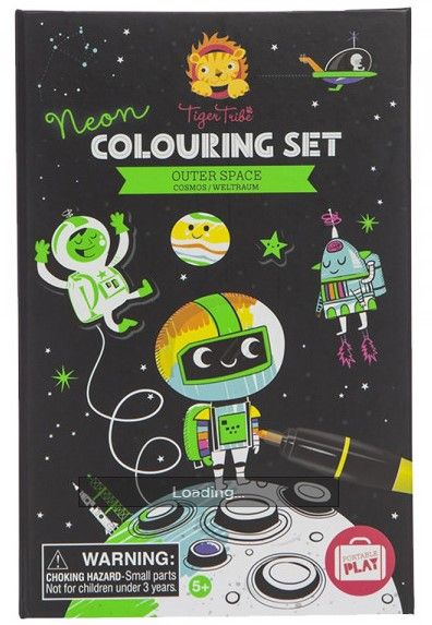 Tiger Tribe - Neon Colouring Set Outer Space Book