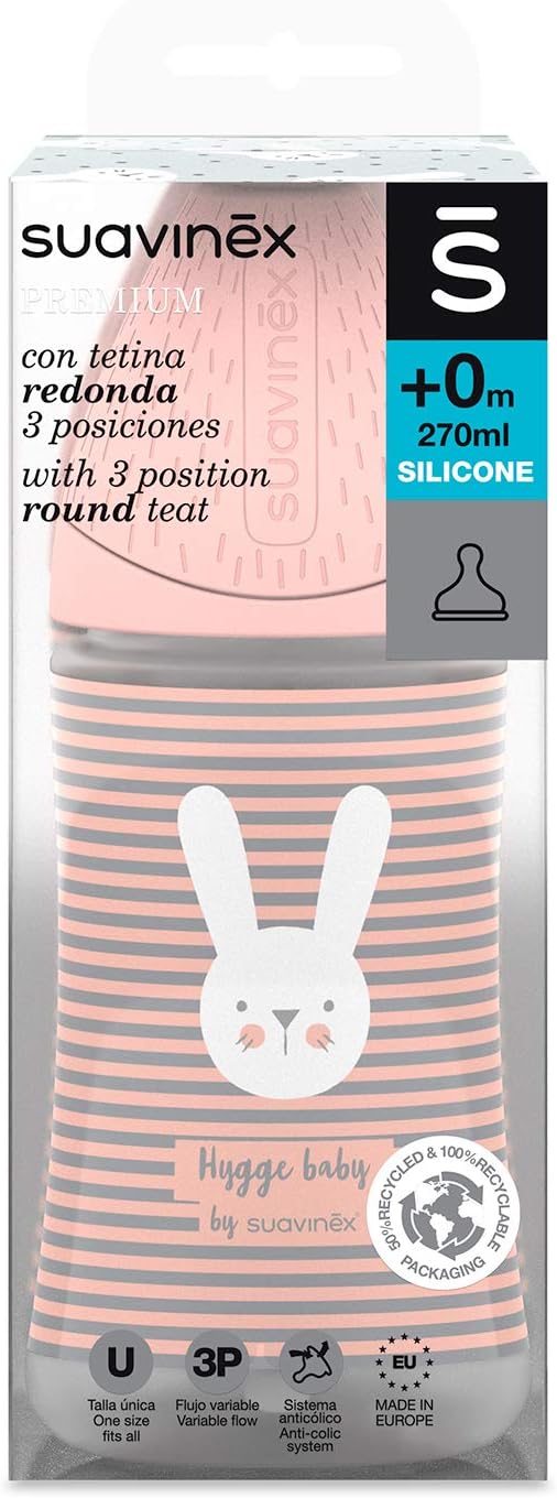 Suavinex Feeding Bottle 270ml | PA 3P S | Rabbit Green – BPA-Free, Anti-Colic