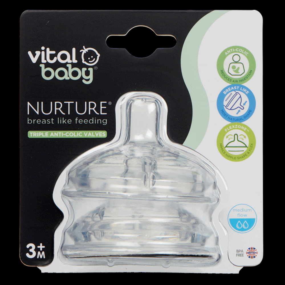 Vital Baby - Nurture Breastfeeding Teats Medium Flow (2Pk) |3 Months+