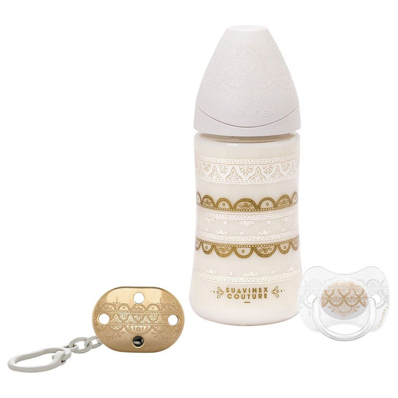 Suavinex - 270 ml Feed Bottle + Soother + Prem Clip Set