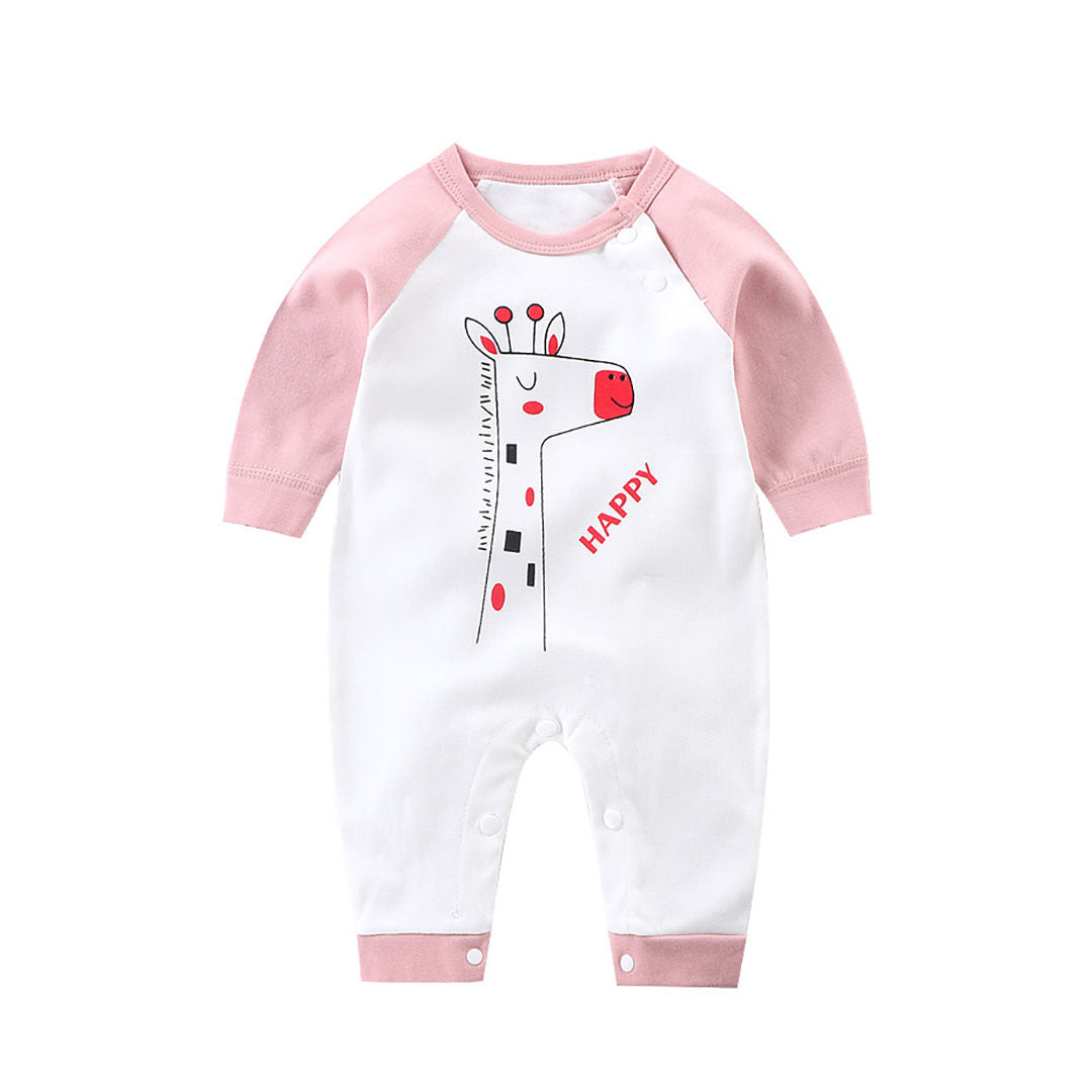 Ministry of Style - Happy Giraffe White and Pink Baby Rompers