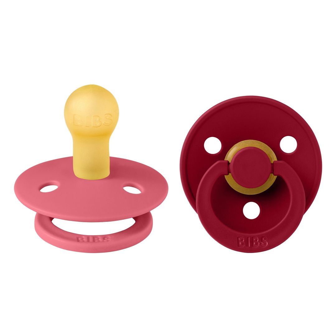 Bibs - Pack of 2 Latex Pacifier | Coral & Ruby | Size 1
