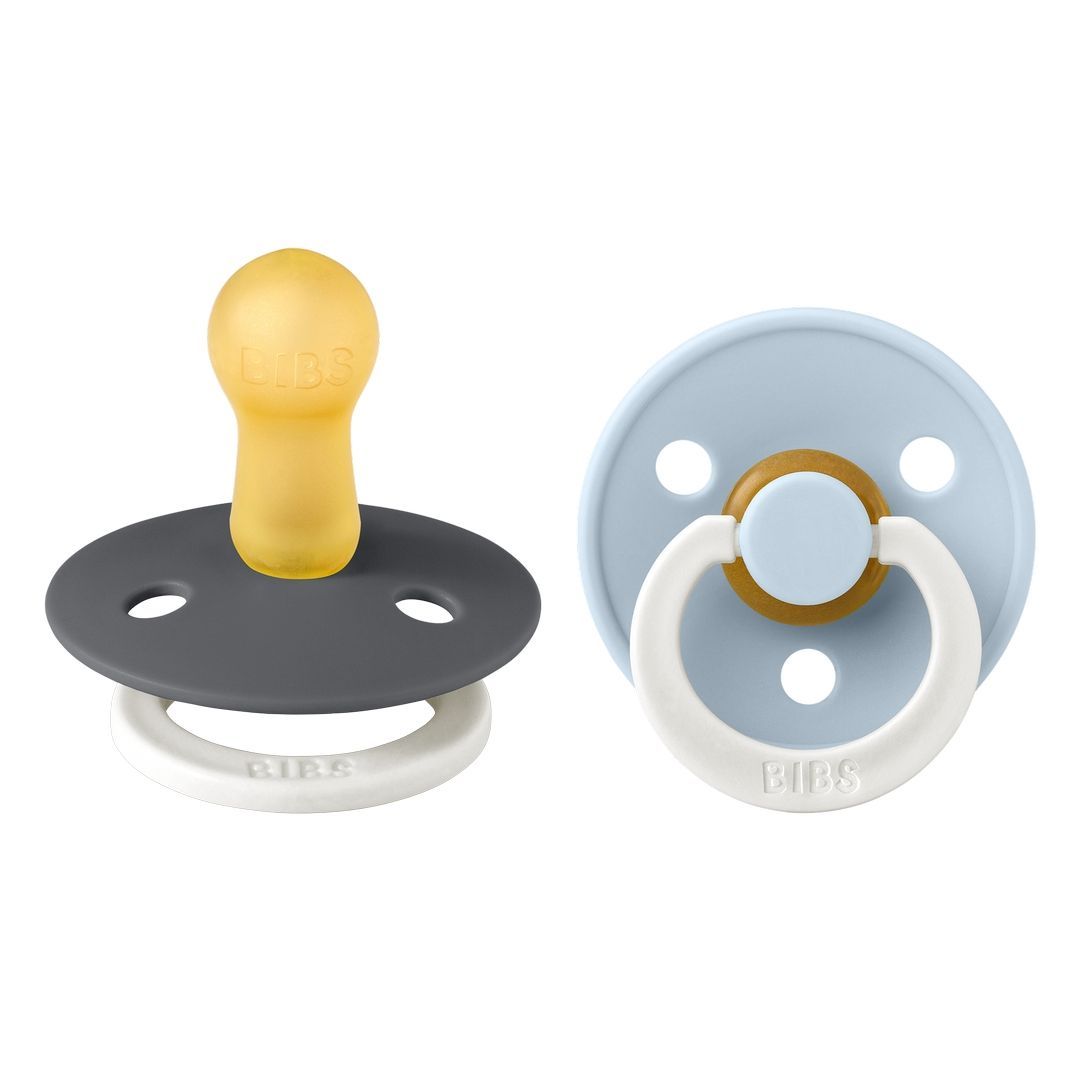 Bibs - Pack of 2 Latex Pacifier | Iron Glow & Baby Blue Glow | Size 2