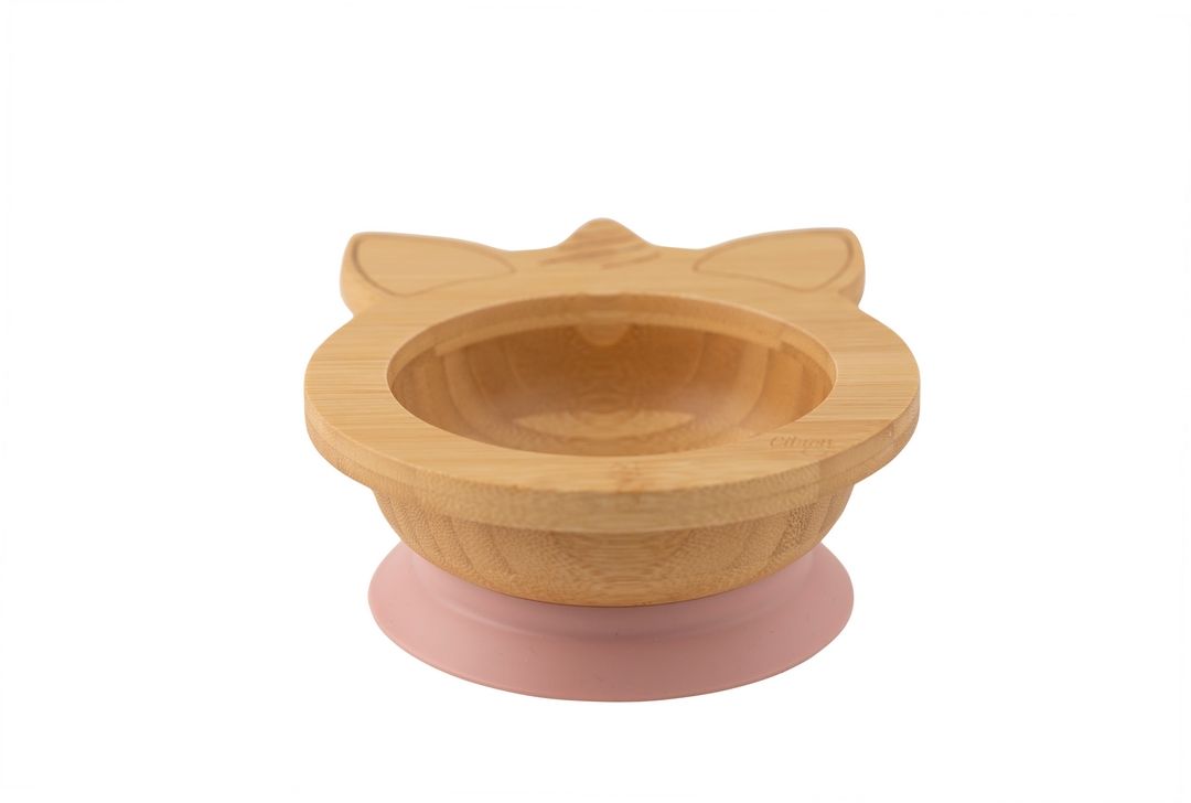 Citron - Organic Bamboo Bowl 250ml Suction & Spoon | Unicorn Blush Pink