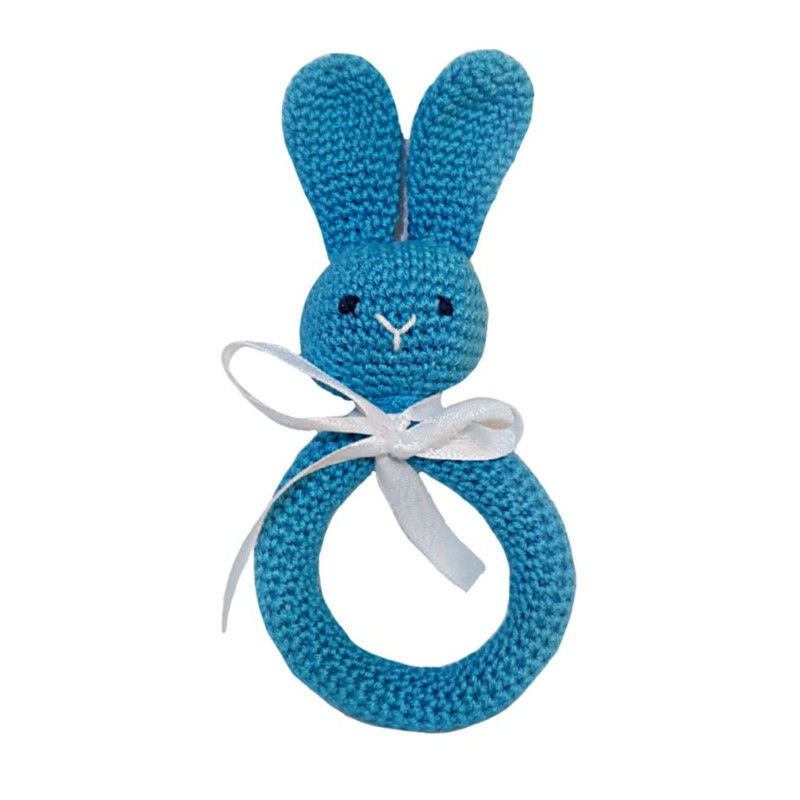 Pikkaboo - Handmade Crocheted Bunny Teether | Blue