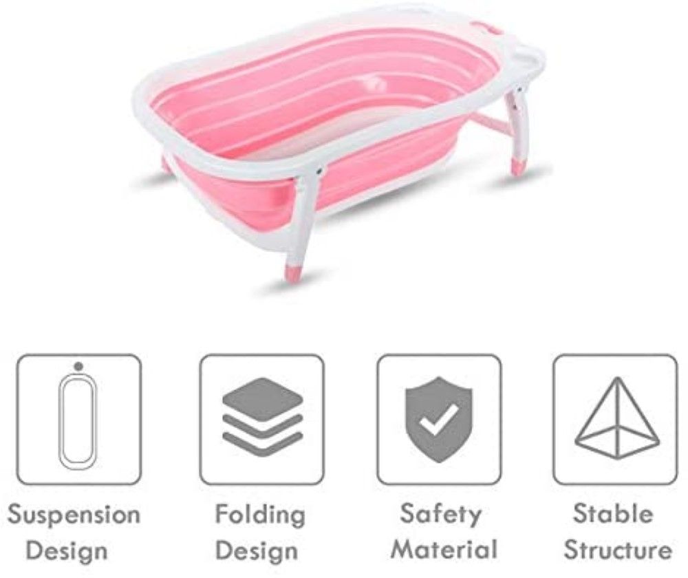 Pikkaboo - Baby Foldable Portable Non Slip Bath Tub | Pink