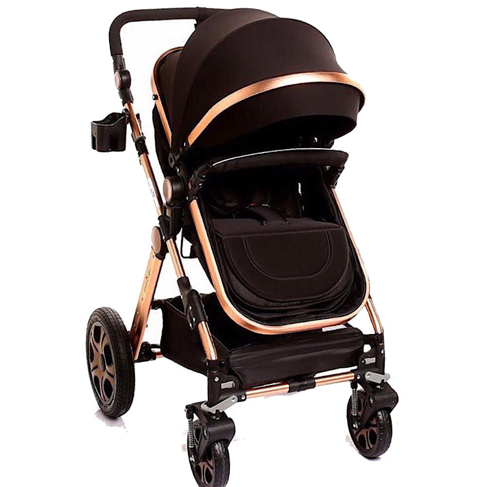 Pikkaboo - 3In1 Luxury Pram Stroller | Black