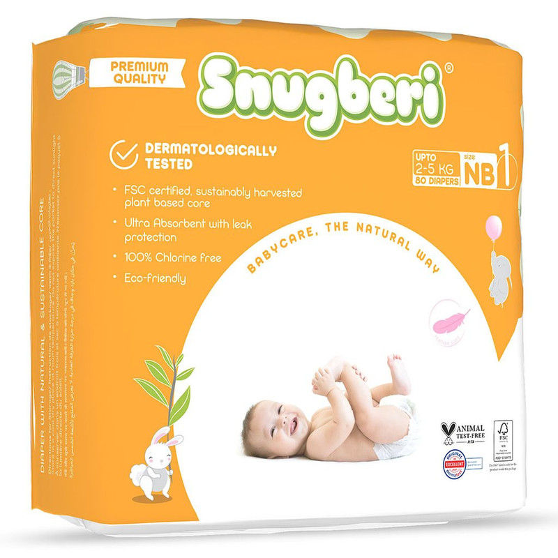 Snugberi Premium Eco Friendly Diapers | Size 1 | New Born | 2 - 5Kg