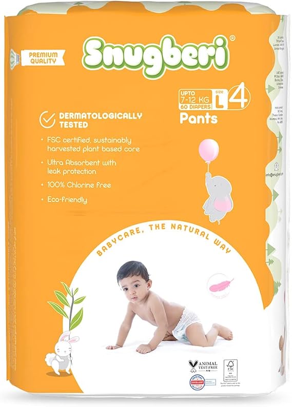 Snugberi Premium Eco Friendly Diaper Pants | Size 4 | Large | 7 - 12 Kg