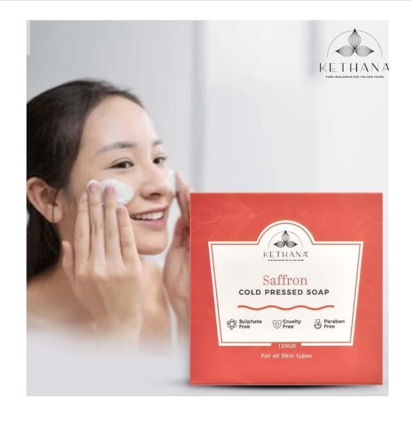 Kethana - Saffron Radiant Cleansing  Bar | Cold Pressed Soap| 125 gms