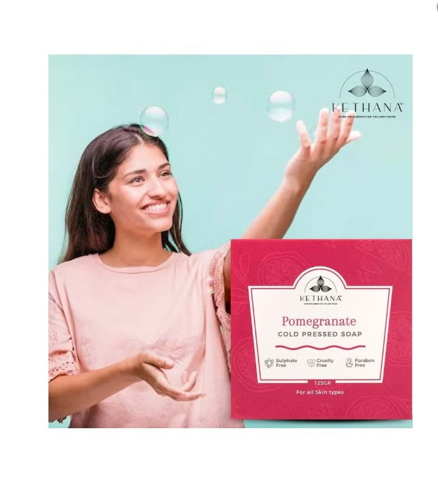 Kethana - Pomegranate  Refreshing Cleansing  Bar | Cold Pressed Soap | 125 gms