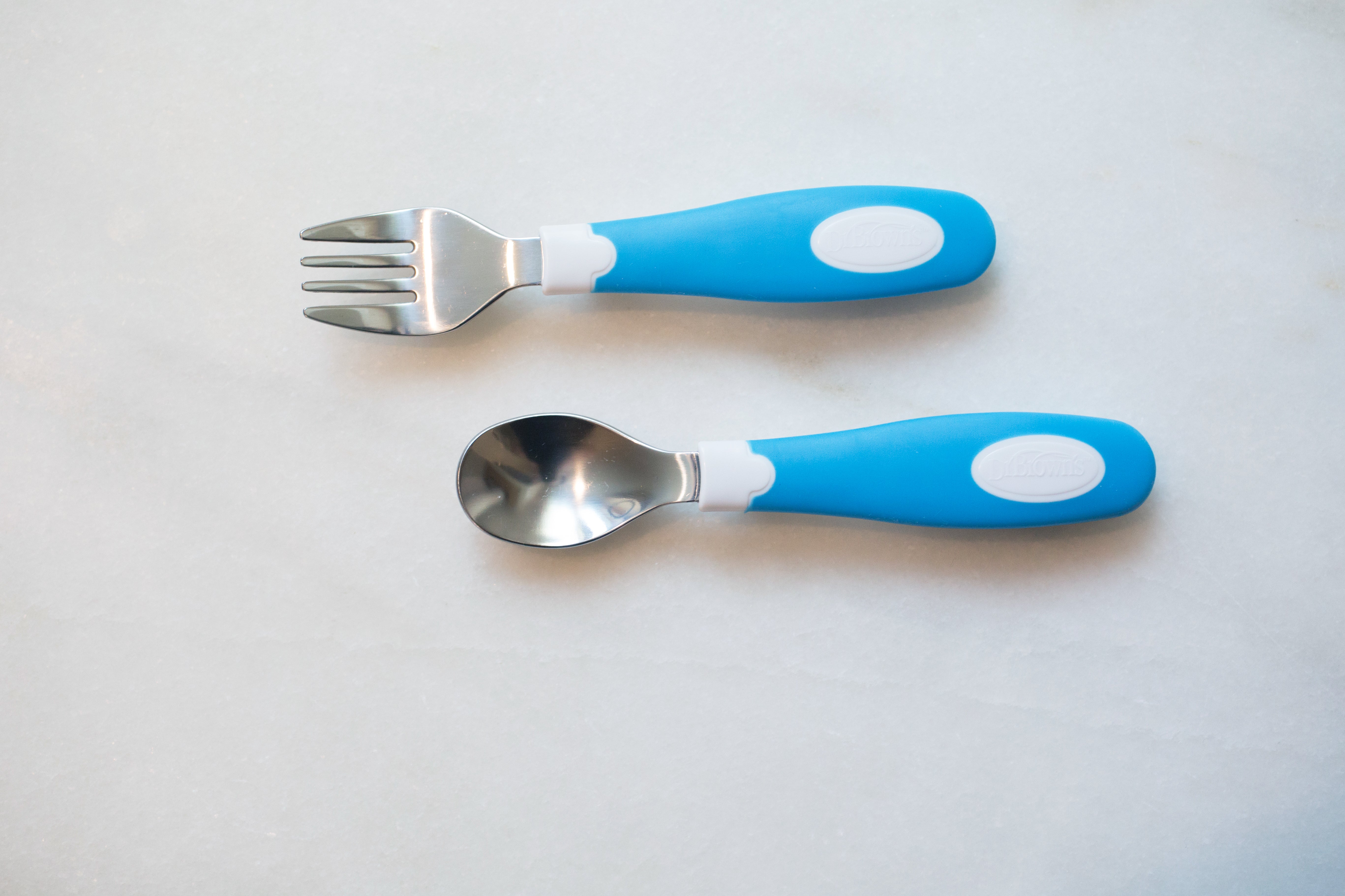 Soft Grip Spoon & Fork Set, Blue