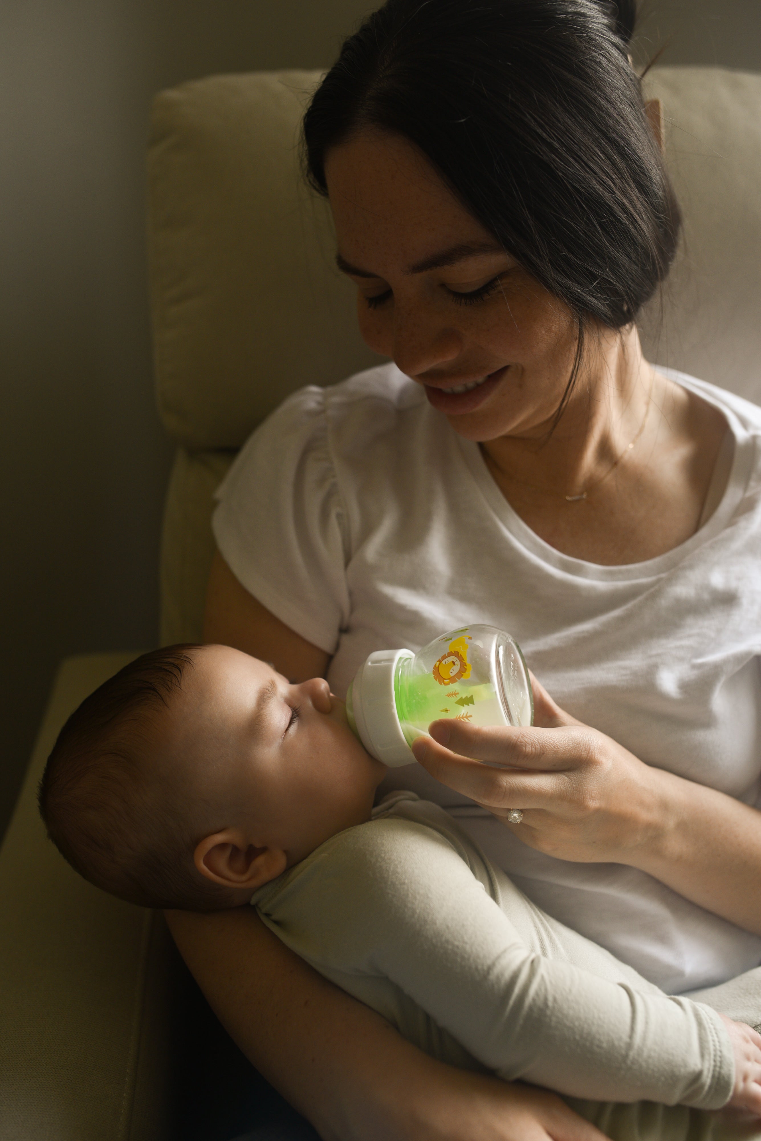 2 oz/60 ml Glass W-N Options+ Bottle w/ Lion Deco w/ Preemie Nipple, 1-Pack