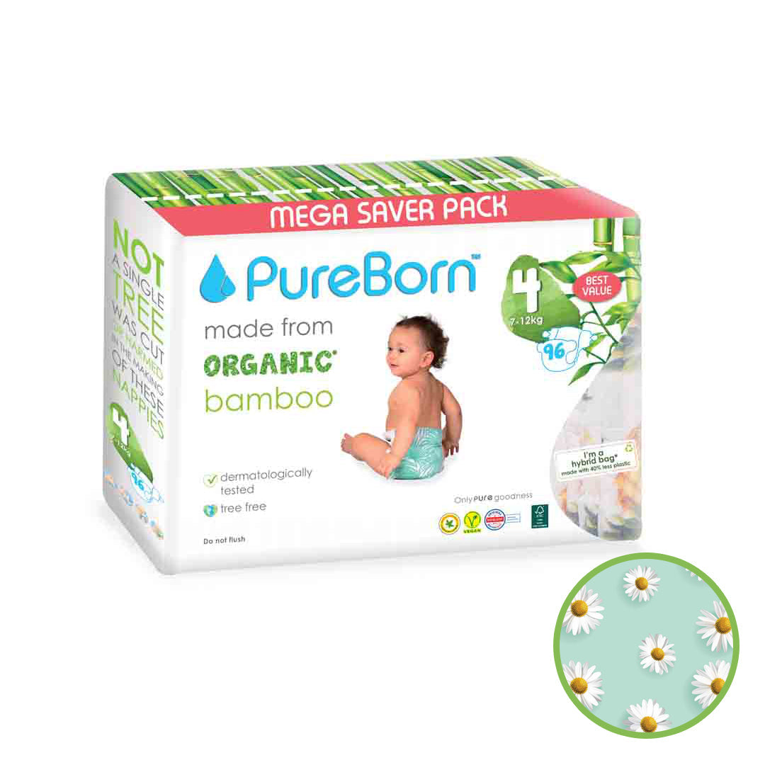 Pureborn Nappy | Size 4 | 7 - 12 Kg | Assorted Prints