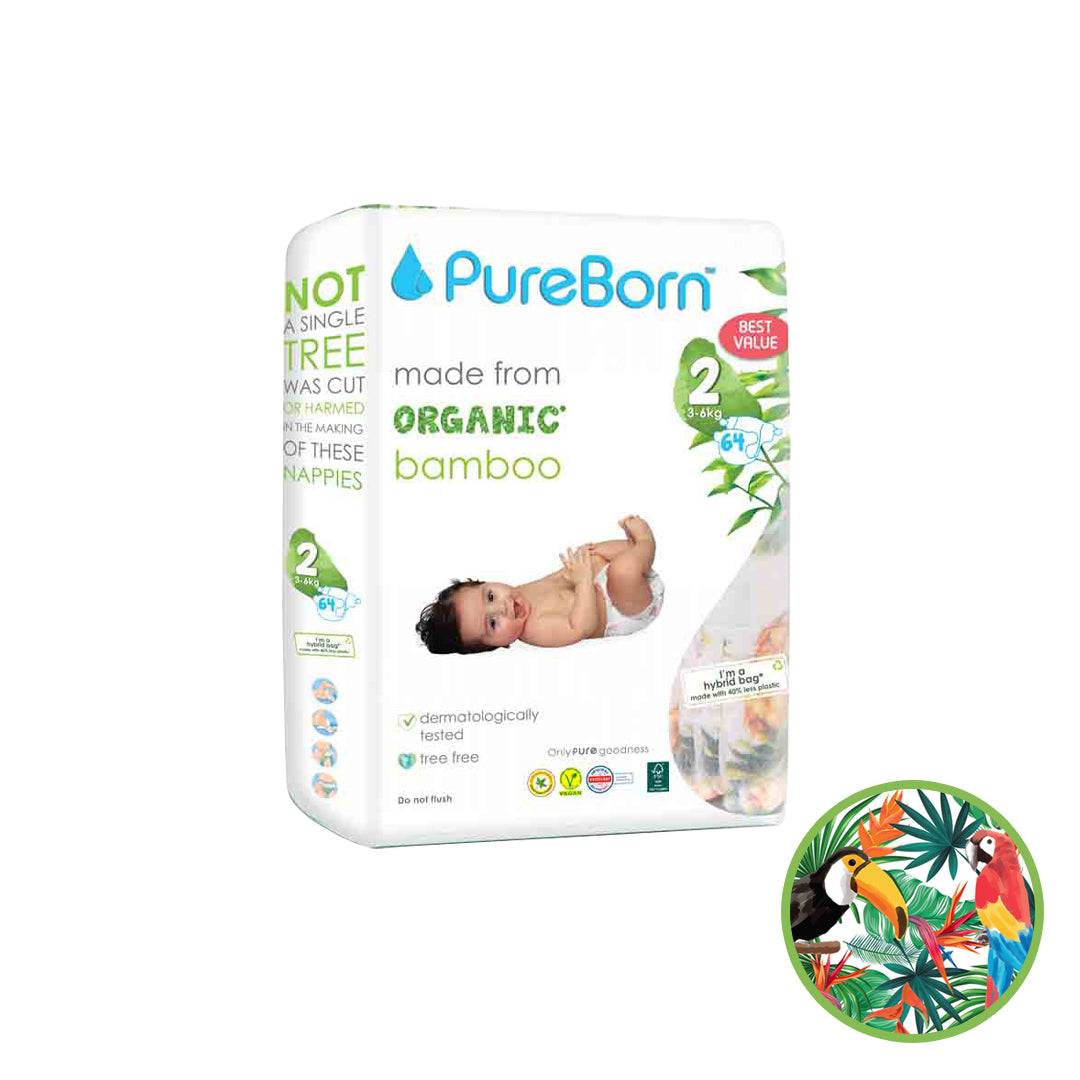 PureBorn Nappy | Size 2 | 3-6 Kg | Assorted Prints