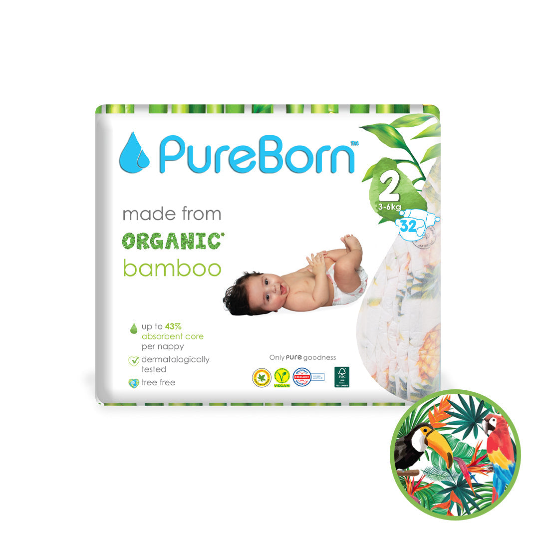 PureBorn Nappy | Size 2 | 3-6 Kg | Assorted Prints