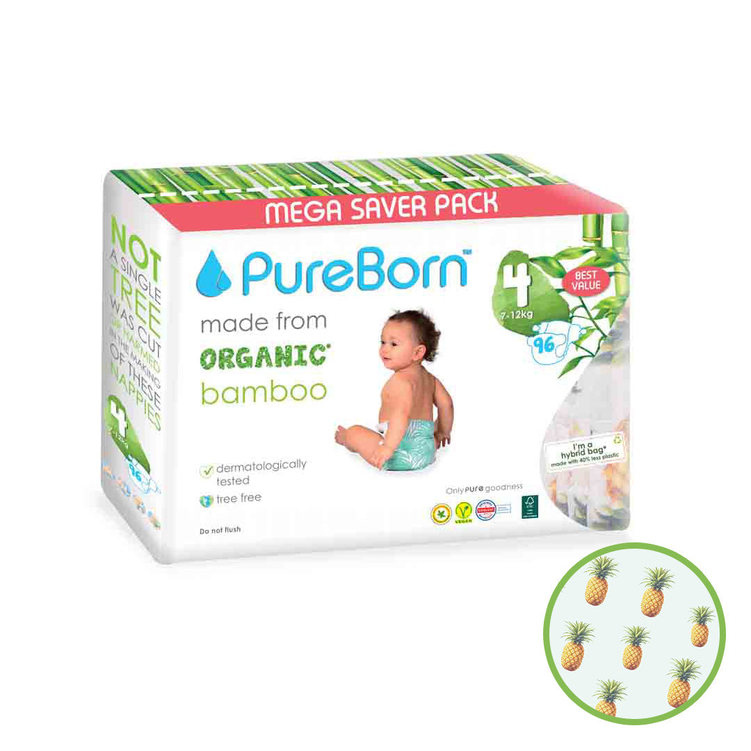 Pureborn Nappy | Size 4 | 7 - 12 Kg | Assorted Prints