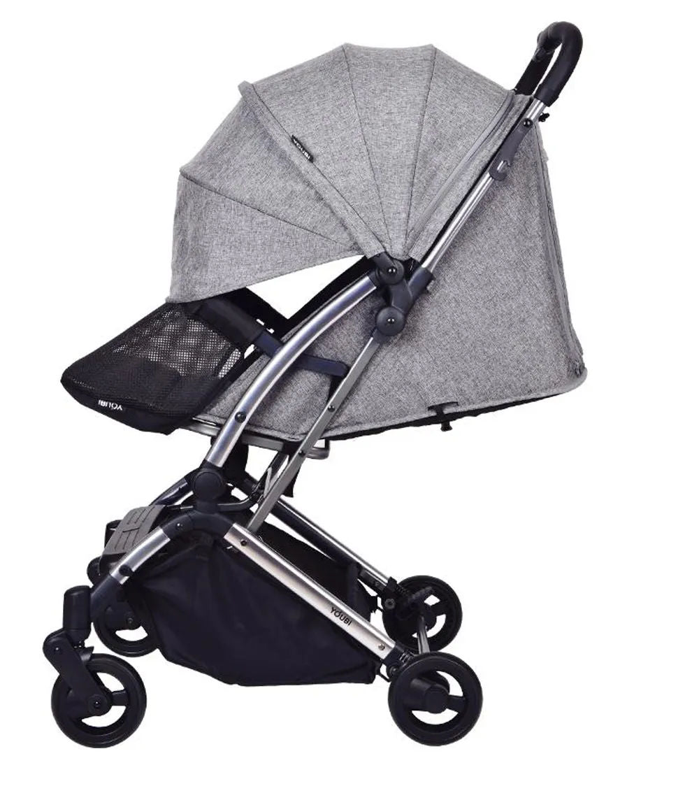 Youbi Toddler German Travel Light Stroller-Grey with New Born Attachment